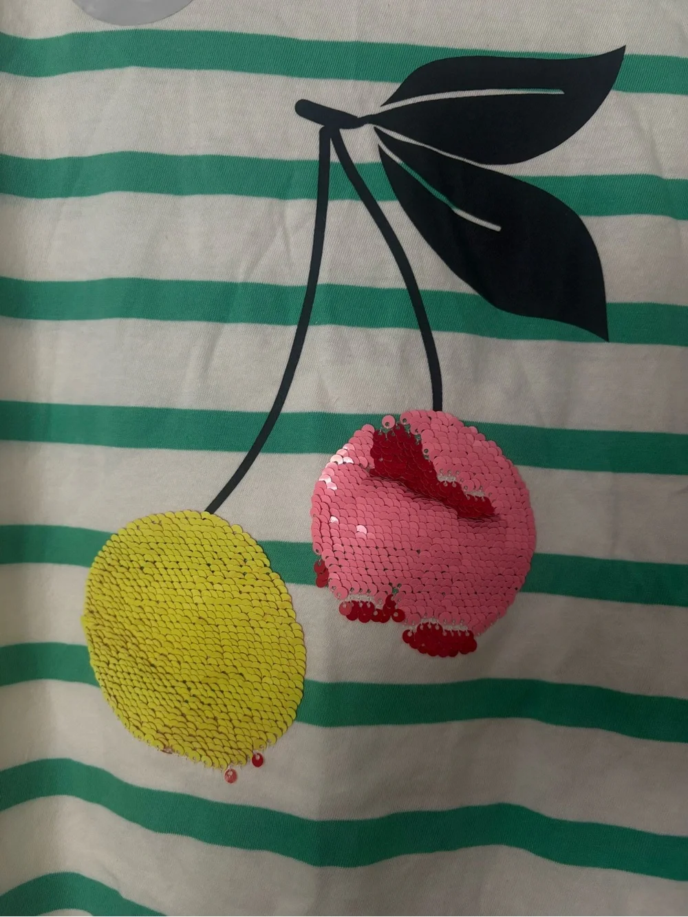 NWT GAP Striped Long-Sleeve Tee with Cherry Graphic Green, Blue & Pink Size XL